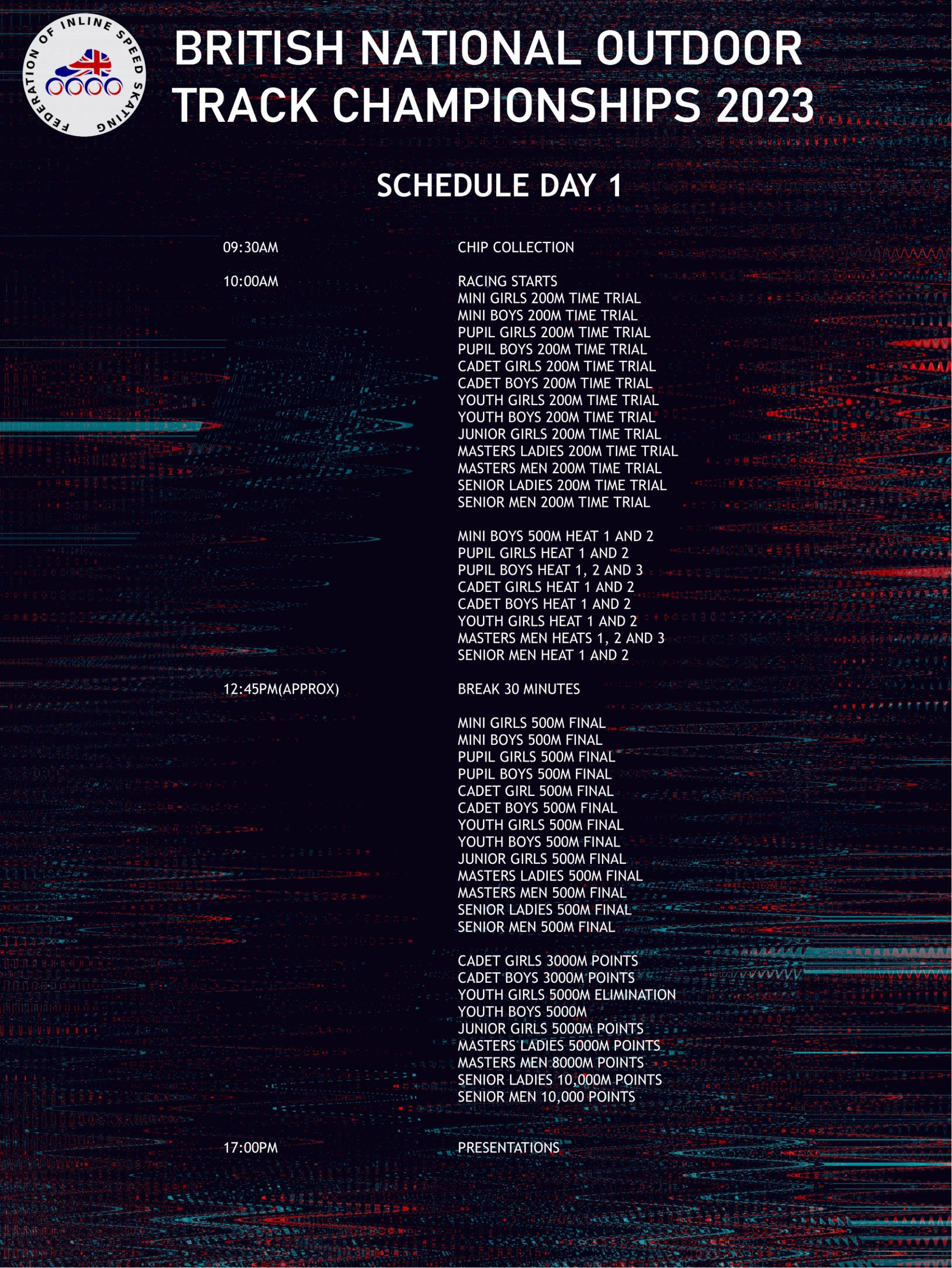 BRITISH NATIONAL OUTDOOR TRACK CHAMPIONSHIPS 2023 EVENT SCHEDULE DAY