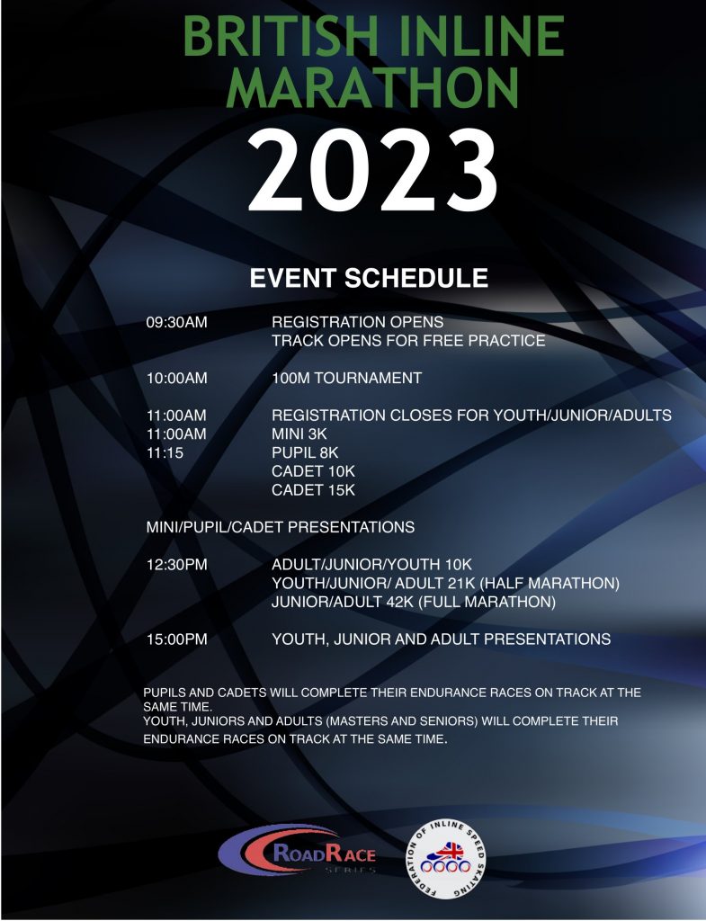 BRITISH INLINE MARATHON CHAMPIONSHIPS 2023 EVENT SCHEDULE Federation